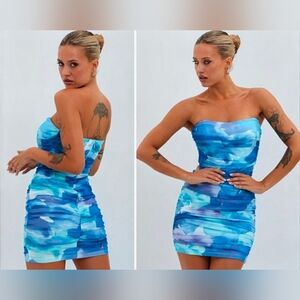 SAINTS & SECRETS Logan Strapless Ruched Mini Dress XS